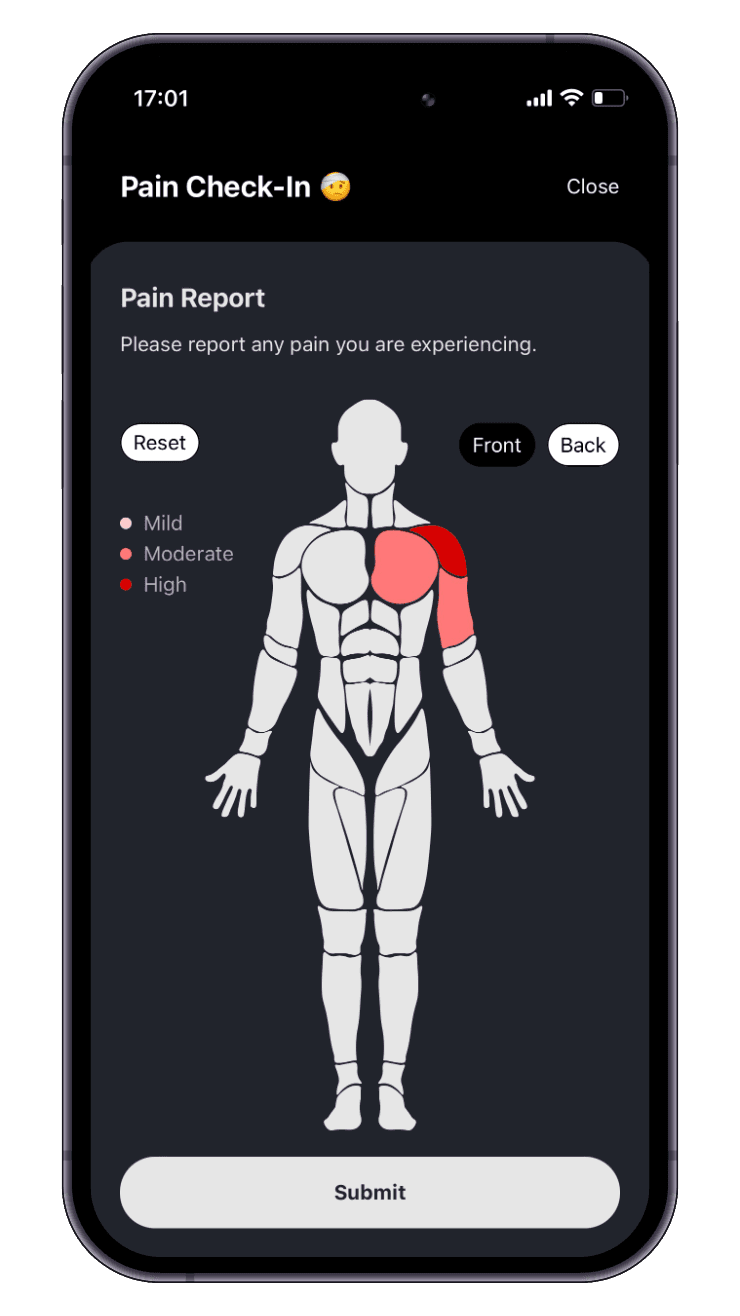 Readiness & RPE & Pain Logs