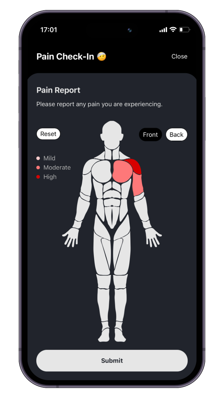 Readiness & RPE & Pain Logs
